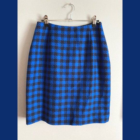 Georgiou Studios Dresses & Skirts - Georgiou Studios | 100% Wool, Blue Houndstooth Print Mini Skirt | Size: 8